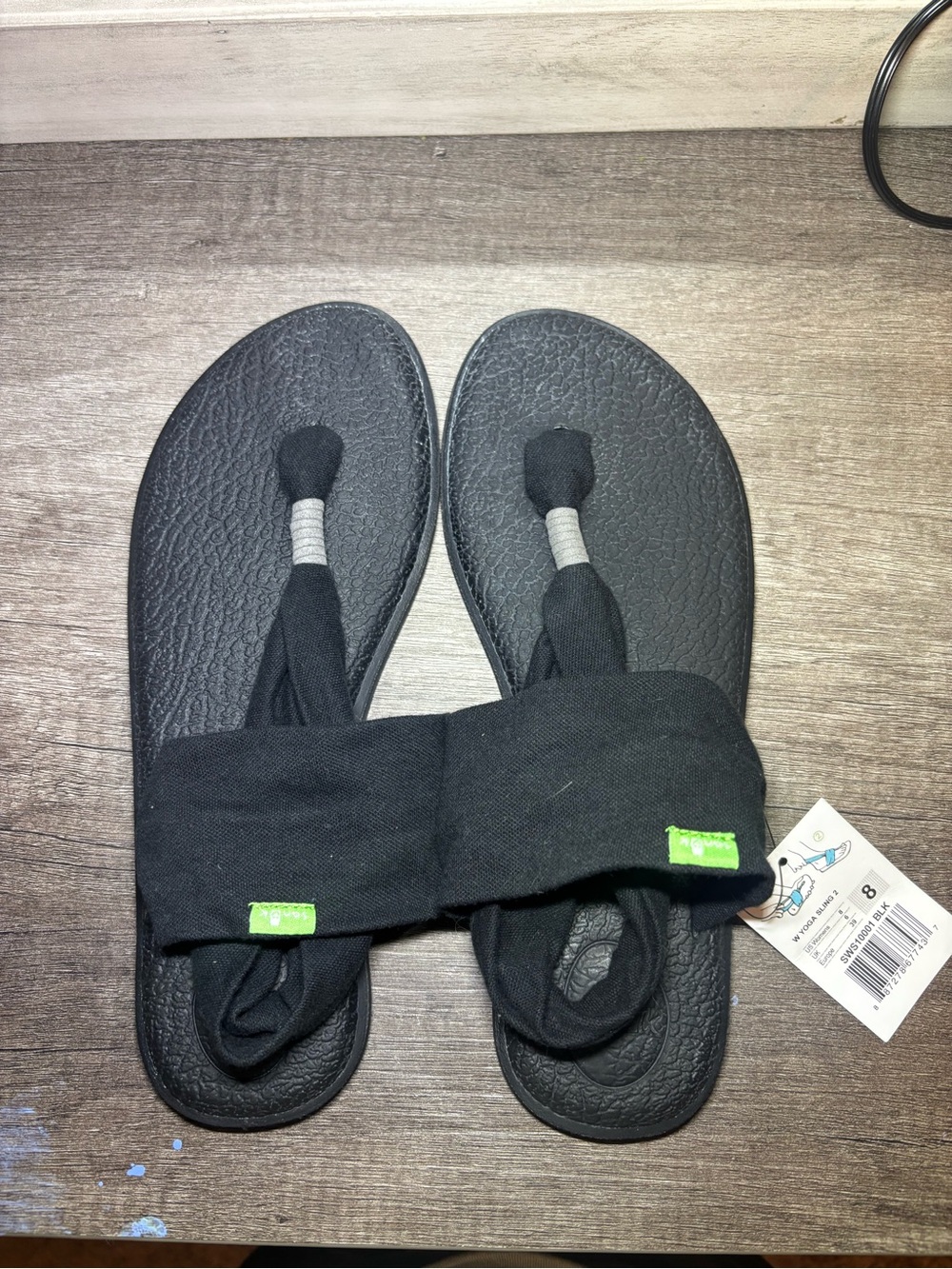 NWT Sanuk Black Yoga Sling Sandals Size 8